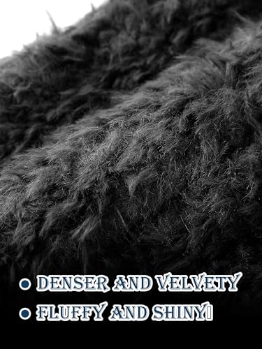 Furry Balaclava Ski Mask for Man Woman, Fluffy Winter Face Cover - color: Black