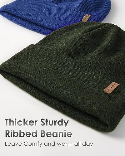 FURTALK Beanie for Men Women Cuffed Thick Knitted Winter Hat Skull Cap - color: Mix Army Green