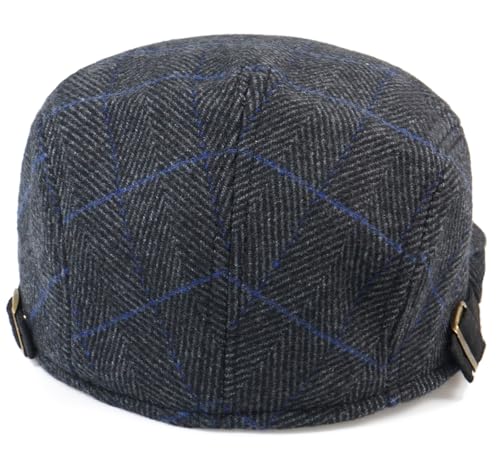Men's Cotton Newsboy Hats Flat Ivy Gatsby Cap Irish Cabbie Ivy Driving Hunting Hat - color: Checkered Black