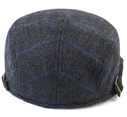 Men's Cotton Newsboy Hats Flat Ivy Gatsby Cap Irish Cabbie Ivy Driving Hunting Hat - color: Checkered Black