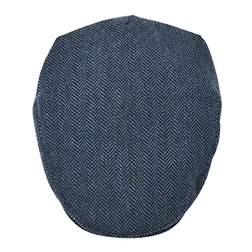 STARANCE Men Wool Blend Newsboy Cap Flat Hat - color: Herringbone Navy, size: 7 1/4