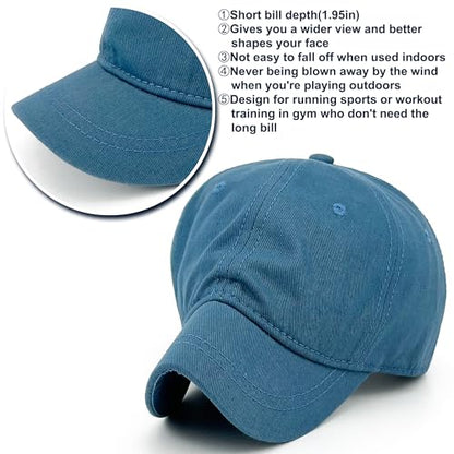 Loneshark Short Brim Baseball Cap for Running Small Bill Umpire Hat - color: Lakeblue