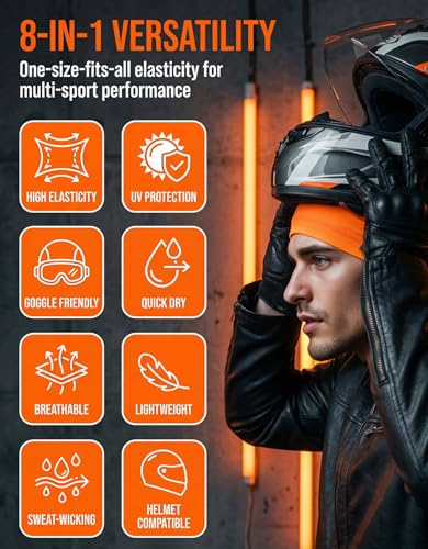 Sweat Wicking Skull Caps Cooling Helmet Liner Hat Running Beanie Cycling Skullcap Sleeping Cap for Men Women - color: Black, White, Neon Yellow, Orange