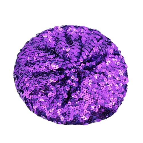 JUMISEE Sparkly Sequin Berets for Women Girls Fashion Beanie Hat Costume Accessories for Festival Party Dance - color: Purple