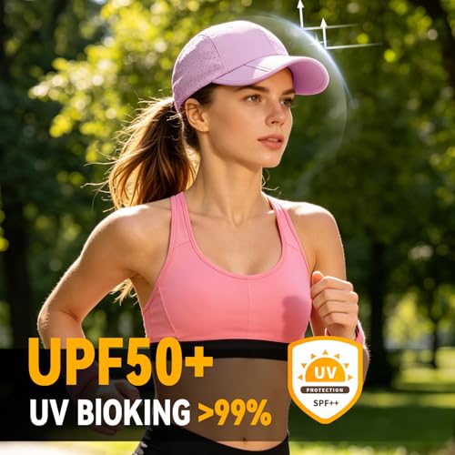 Foldable Baseball Cap for Men and Women,Long Brim Breathable Baseball Hats Quick Dry Sun Protection Collapsible Portable Hat - color: Purple