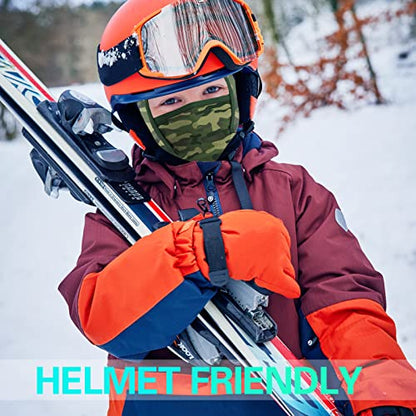 GoxRunx Kids Balaclava Ski Mask,Fleece Face Mask Neck Warmer for Boys Girls,Windproof Face Cover for Cold Weather - color: Camouflage