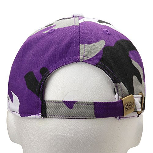 Falari Classic Baseball Cap Dad Hat 100% Cotton Soft Adjustable Size - color: Camouflage - Purple
