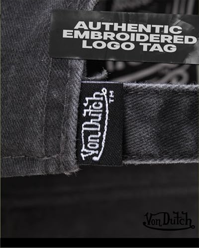 Von Dutch Unisex Cotton Canvas Baseball Cap, Curved Brim, Snapback - color: Black Distressed With Patched