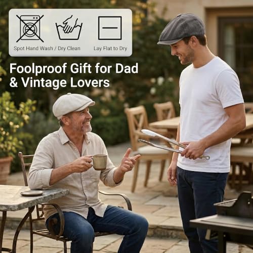 ZLYC Newsboy Cap for Men Summer Flat Cap Lightweight Beret Hat - color: Plain Beige