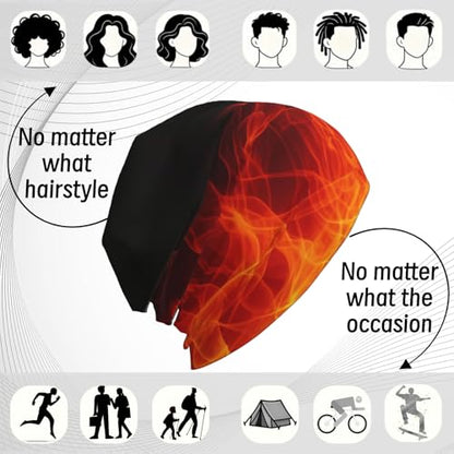 Unisex Stretch Knit Beanie Hat - color: Flame