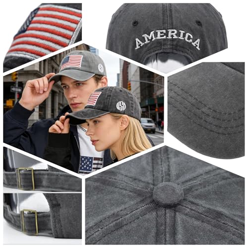 American Flag Baseball Cap, Unisex Adjustable Hat for Outdoor Daily Wear