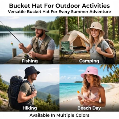 Honnesserry Bucket Hats for Woman Men Outdoor UV Sun Protection Hat Nylon - color: Army Green