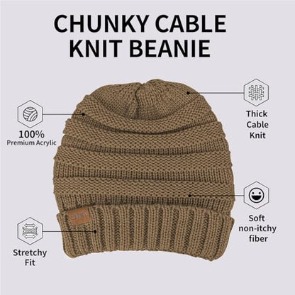 ZOORON Womens Winter Hat Slouchy Beanies for Women Cable Knit Beanie Hats - color: 1pack- Khaki