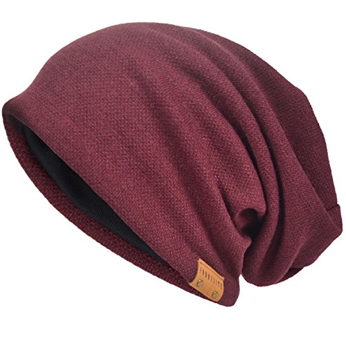 VECRY Men's Slouch Beanie Skull Cap Long Baggy Hip-Hop Winter Summer Hat - color: Claret