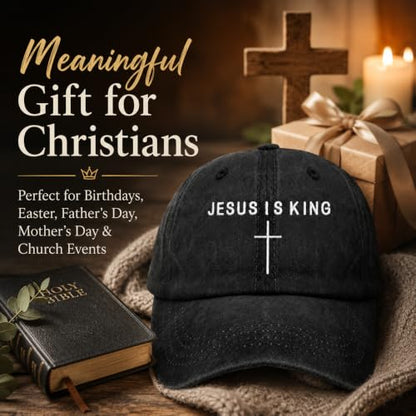 Man of God Husband Dad Embroidered Hat Camping Caps for Women - color: Jesus is King 2