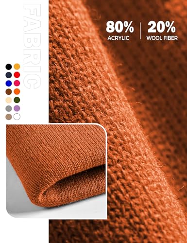 Beanie Hats for Men Women Knit Winter Hat, Warm Skull Stocking Cap, Striped Snow Hat Heated Cuffed Beanie - color: 2p-black+brown