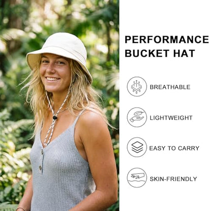 VOBOOM Women Lightweight Unstructured Bucket Sun Hat - color: White