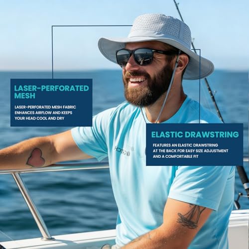 Men Breathable Adjustable Safari Boonie Hat - color: Light Gray