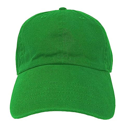 Glory Max 100% Cotton Baseball Cap Classic Plain Low Profile Golf Dad Hat Buckle Adjustable - color: Kelly Green