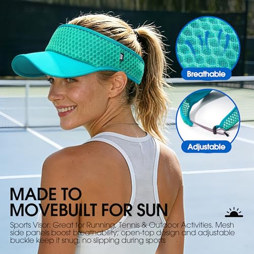 AUSFLUG Sun Visor Hat Men Women - Moisture Wicking Lightweight Sports Cap - color: Teal