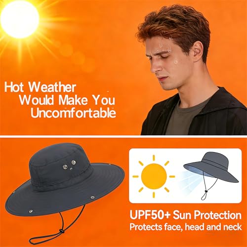 Plus Size XL XXL Sun Hats for Men Bucket Boonie UV Protection UPF50+ Waterproof Wide Brim Foldable Fishing Beach - color: Plc927army Green, size: Large-X-Large