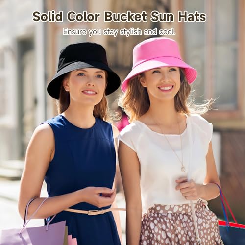 12 Pcs Bucket Hats - Plain Bucket Sun Hats for Men and Women, Unisex Solid Color Summer Caps, Foldable Cotton Fisherman Hats for Outdoor Walking, Hiking, Fishing, Travel
