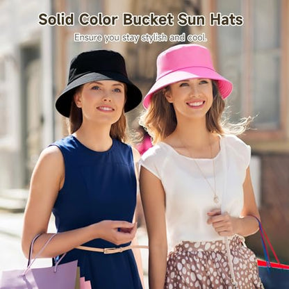12 Pcs Bucket Hats - Plain Bucket Sun Hats for Men and Women, Unisex Solid Color Summer Caps, Foldable Cotton Fisherman Hats for Outdoor Walking, Hiking, Fishing, Travel