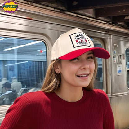 Popfizzy Funny Hats for Men and Women, Fun Adult Baseball Cap, Funny Birthday Gifts for Women and Men, Cool Dad Hat Gift Idea - color: Welcome to the Shitshow (Red)