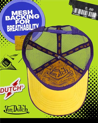 Von Dutch Unisex Velvet Trucker Hat, Curved Bill, Mesh Back, Snapback - color: Purple