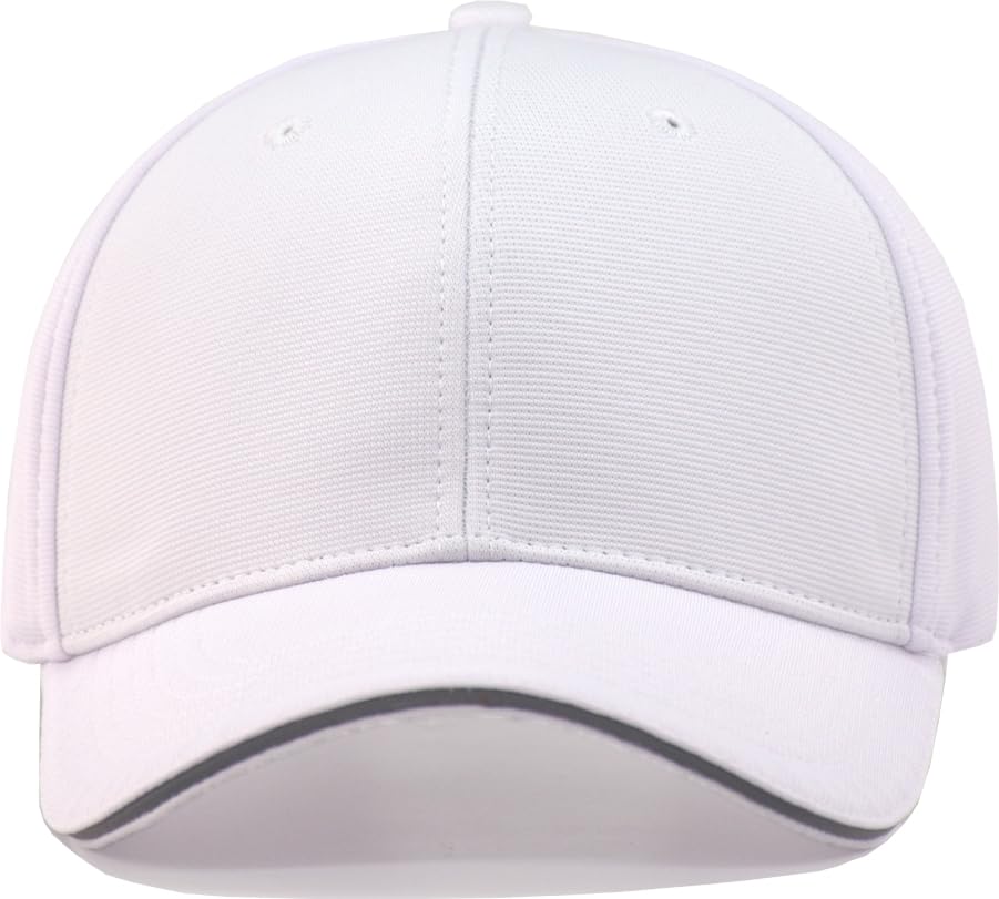 TSSGBL Men's Plain Baseball Hat - OSFM & XXL Big Head Fit，Adjustable Structured Ball Cap with Reflective Sandwich Brim - color: White, size: Medium-Large