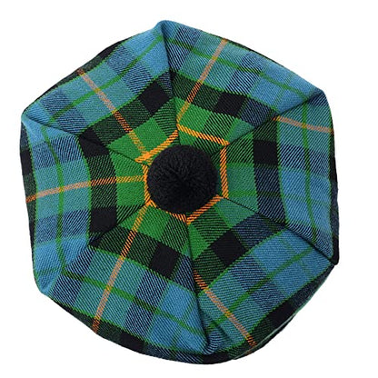 HAAUR Scottish Tammy Hat Traditional Kilt Tam o' Shatner Acrylic Wool Flat Bonnet Various Tartans with Pompom One Size - color: Ancient Gunn