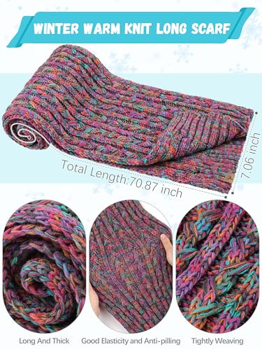 Winter Hat Scarf Gloves Set, Fleece Lined Cable Knit Pompom Hat Women Gift - color: Black Multi