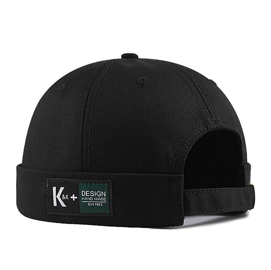 Men Hats Docker Cap Hats Beanie Sailor Cap Worker Hat Rolled Cuff Retro Brimless Hat with Adjustable - color: Xa286-black