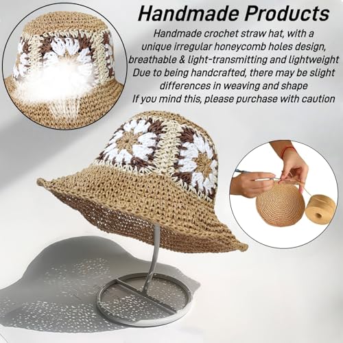 Floppy Big Beach Straw Hats for Women Foldable Summer Wide Brim Packable Sun Hat Womens Travel Straw Fedora Hat - color: Floral-3