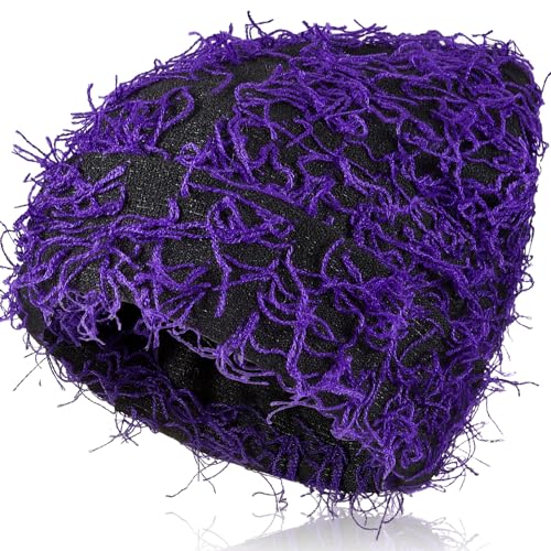 Chuarry Distressed Knitted Beanie Fuzzy Winter Hat - color: Assorted Purple Black