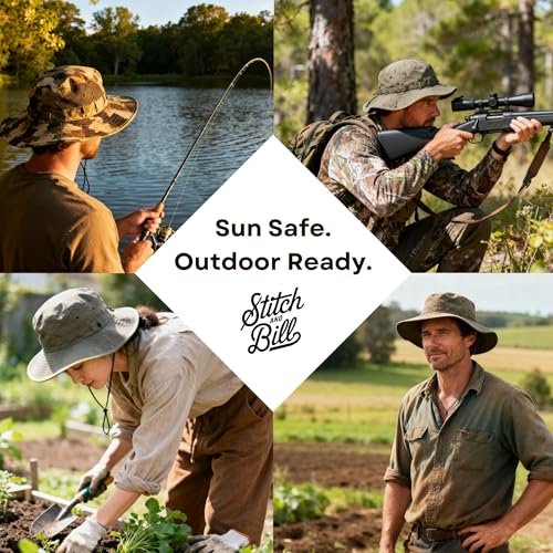 High Qualty Sun Hat 100% Cotton Size Adjustable Men Women Fishing Outdoor UPF 50+ Breathable Boonie Hat Summer UV Protection - color: Green Camo