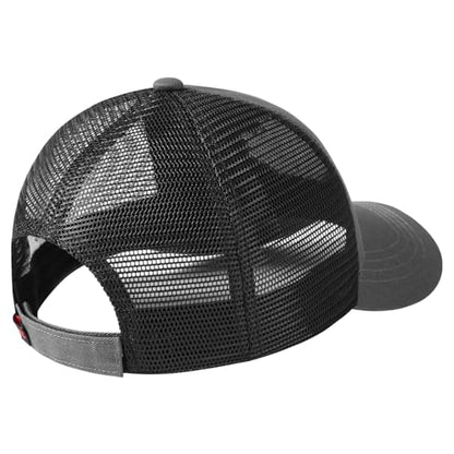 BASSDASH Altimate Fishing Hat Mesh Back for Men Women Adjustable Baseball Trucker Cap - color: Dark Grey Fish Maple