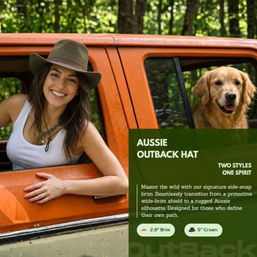 TOP-EX Aussie Safari Sun Hat for Men & Women, UPF 50+ Wide Brim, M-XXL Fit - color: Olive Green, size: Large