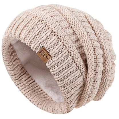 REDESS Slouchy Beanie Hat for Men and Women Winter Warm Knit Hat Chunky Soft Oversized Cable Cap - color: A3 Beige