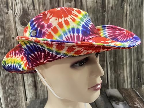 Funny Sun Hat for Men Women Wide Brim Bucket Hat Hiking Boonie Hat Summer Beach Fishing Caps - color: Rainbow Tie Dye