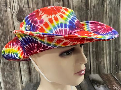 Funny Sun Hat for Men Women Wide Brim Bucket Hat Hiking Boonie Hat Summer Beach Fishing Caps - color: Rainbow Tie Dye