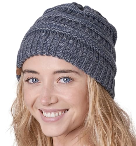 Tough Headwear Slouchy Beanie Hat - Itch-Free Winter Hats for Women - Stretchable Beanies for Women - Acrylic Winter Gear - color: Gray Melange