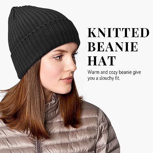 OZERO Winter Beanie for Men Women,Thermal Knit Soft Fleece Lined Hats - color: Black