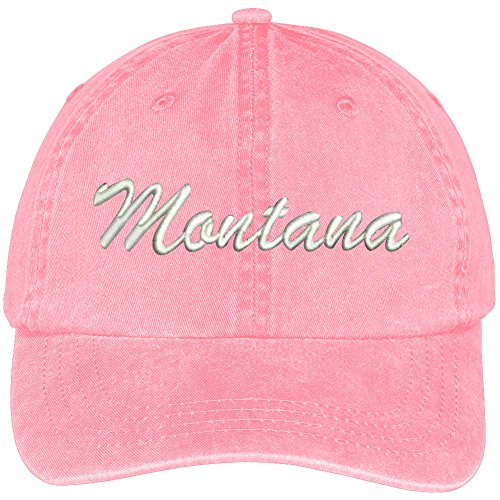 Trendy Apparel Shop Montana State Embroidered Low Profile Adjustable Cotton Cap - color: Pink
