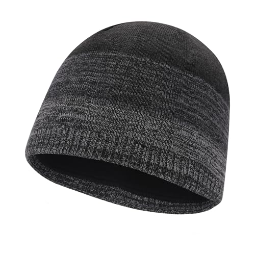 ZLYC Men Fashion Knit Fisherman Beanie Hat Winter Warm Thick Skull Cap - color: Mixed Dary Gray