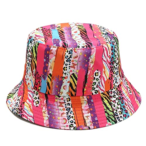 Quanhaigou Bucket Hat for Men Women,Packable Reversible Printed Sun Hats,Fisherman Outdoor Summer Travel Hiking Beach Caps - color: Colorful Striped