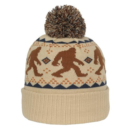 Outdoor Cap Unisex Adult Sasquatch Knit Beanie with Cuff & Pom - color: Oatmeal