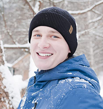 Wmcaps Winter Beanie for Men Women, Soft Warm Fleece Lined Knit Hat - color: Navy Blue