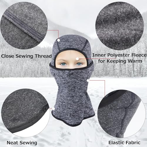 Azarxis Kids Children's Balaclava Hat Fleece Ski Face Mask Winter Cap Adjustable Double Neck Warmer - color: #04 Navy Blue