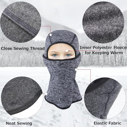 Azarxis Kids Children's Balaclava Hat Fleece Ski Face Mask Winter Cap Adjustable Double Neck Warmer - color: #04 Navy Blue
